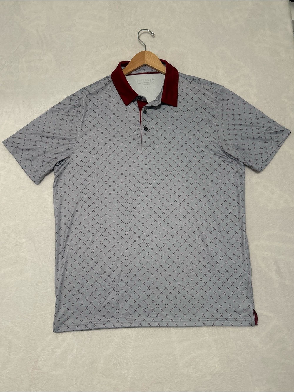 Maelreg golf polo Large light gray red/maroon short sleeve